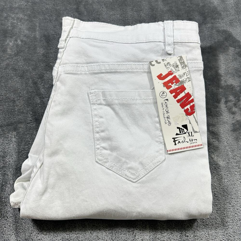 Fashion Jean Pants Women’s XL White Distressed Skinny Streetwear‎